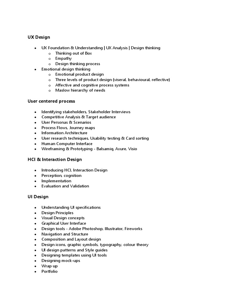 UX Design - Course - Syllabus | PDF | Design | Computing