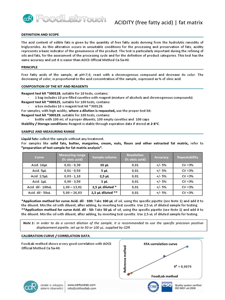 Foodlab FFA | PDF | Fat | Fatty Acid