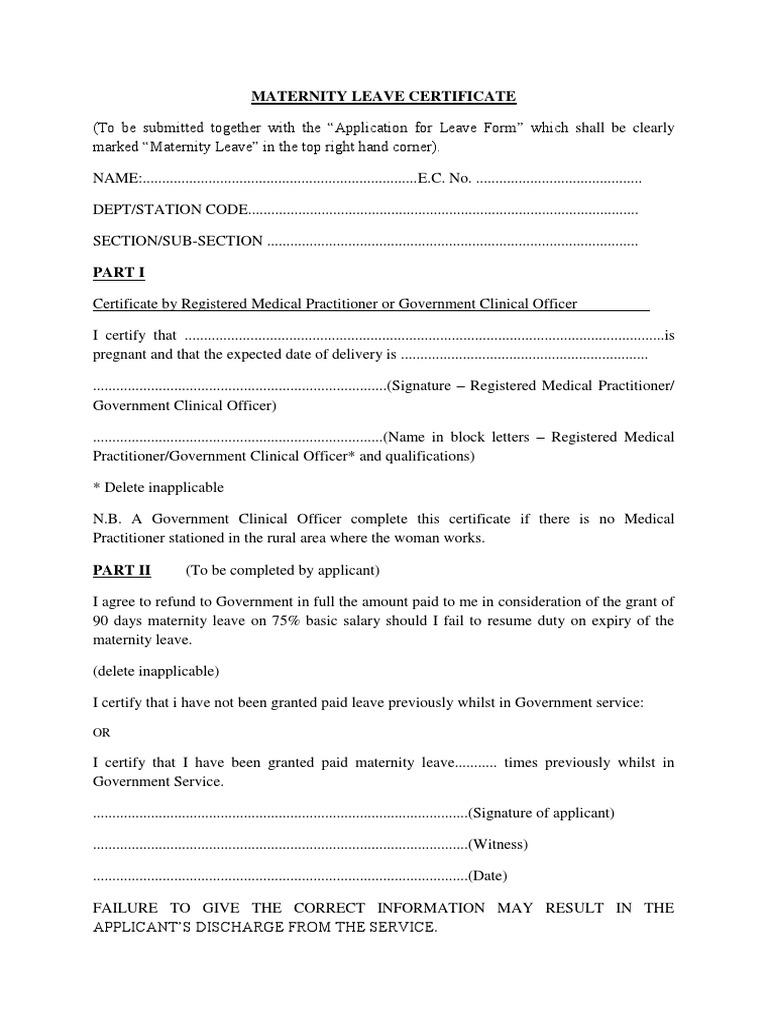 maternity leave form department of education