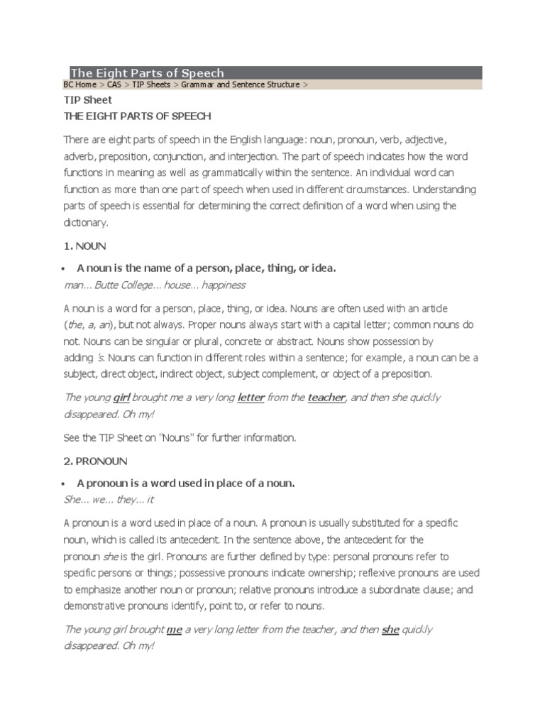 Understanding the Eight Parts of Speech | PDF | Part Of Speech | Adverb