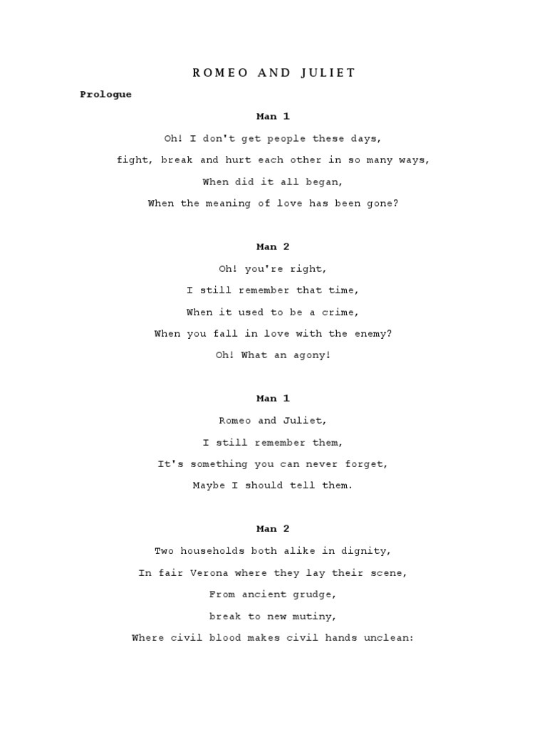 Romeo and Juliet Script PDF Characters In Romeo And Juliet Romeo And Juliet