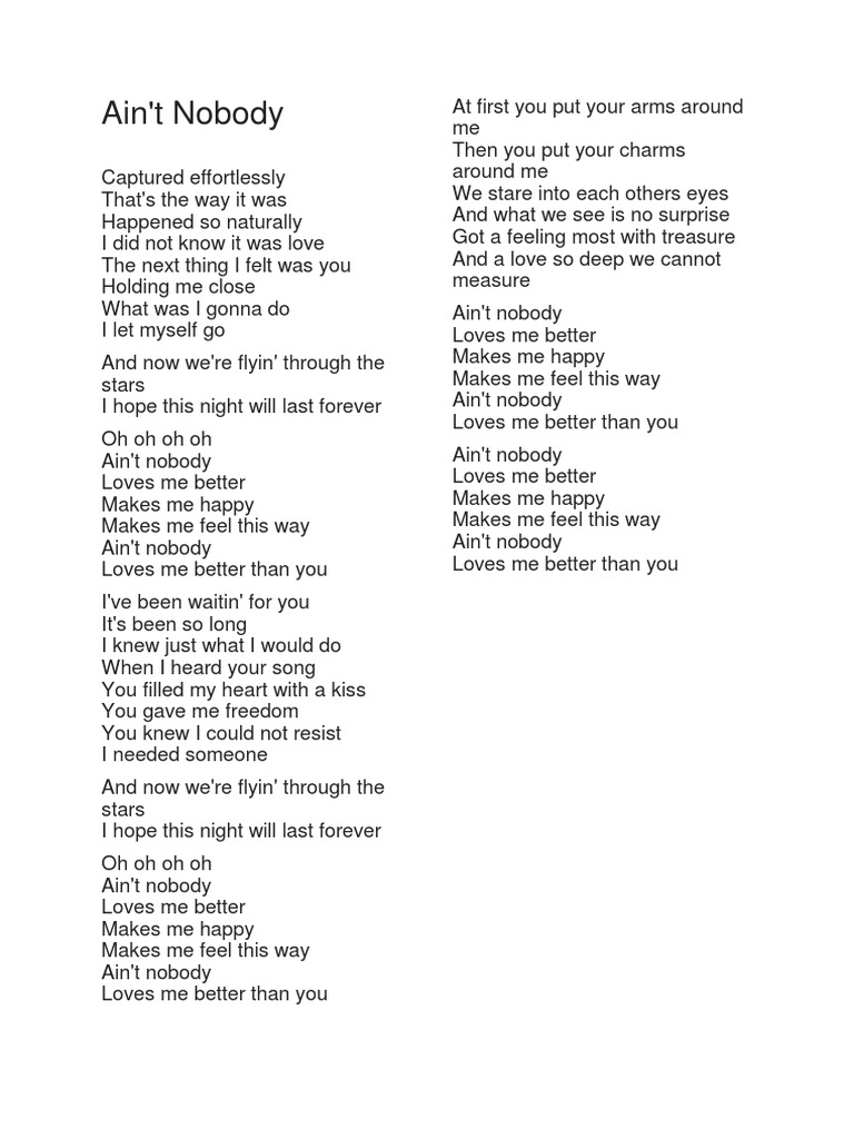 Ain't Nobody Lyrics | PDF