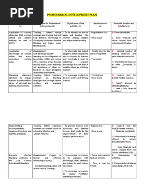 PROFESSIONAL DEVELOPMENT PLAN