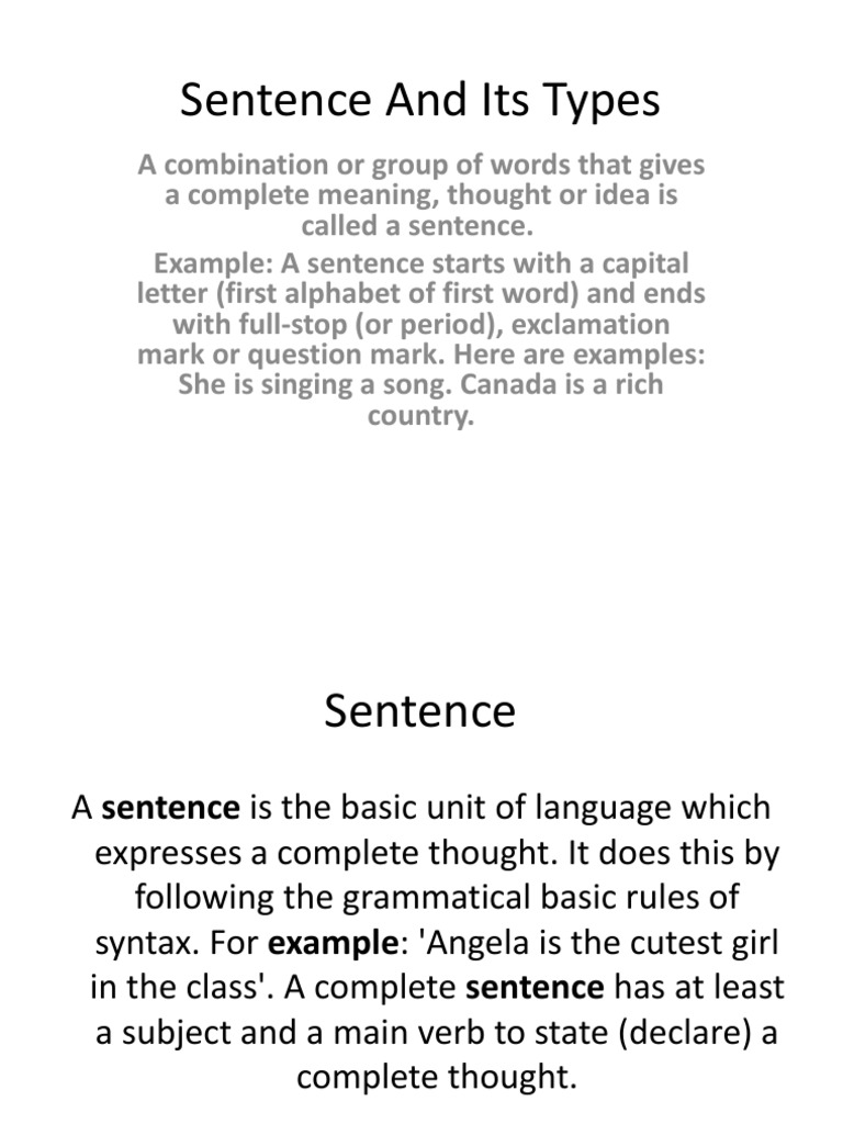Sentence and Its Types-1 | PDF | Clause | Sentence (Linguistics)