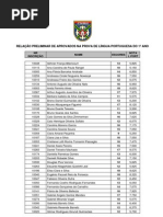 NOTAS NA PROVA DE LÍNGUA PORTUGUESA DO 1º ANO DO CMBH DE 2010/2011