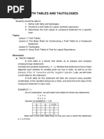 Truth Tables and Tautologies