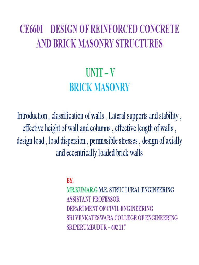 Brick Masonry Design and Load Calculations | PDF | Masonry | Brick