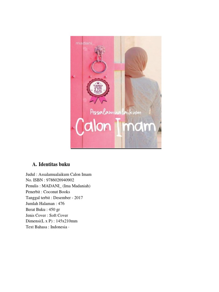 Resensi Novel Assalamualaikum Calon Imam