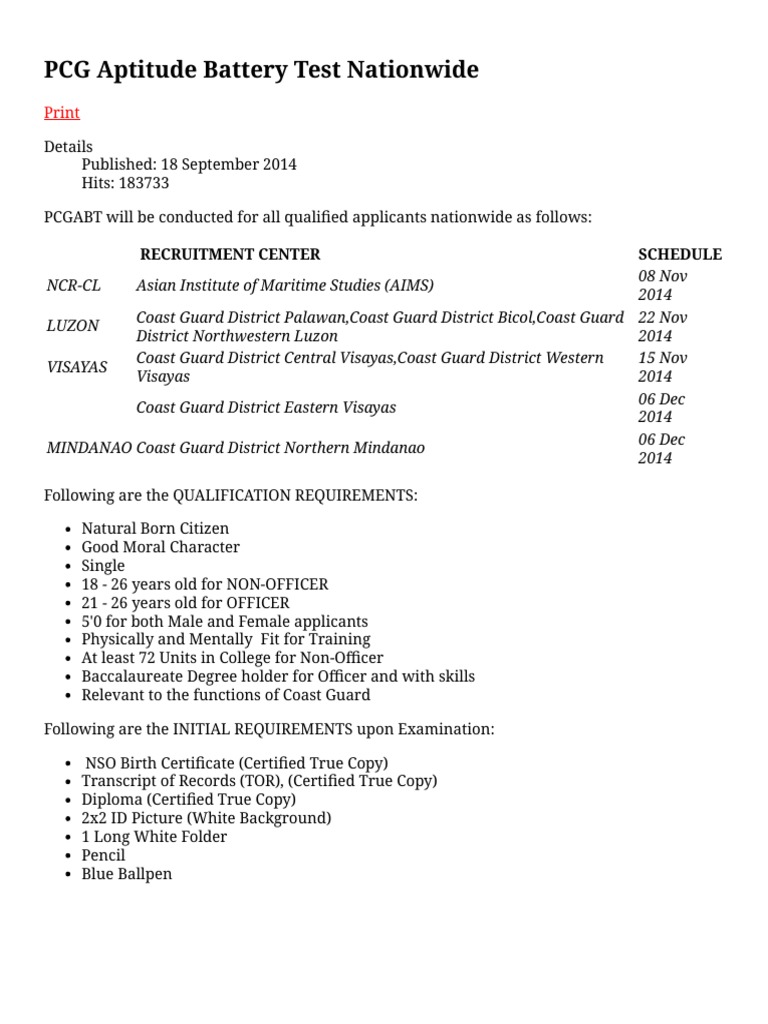 PCG Aptitude Battery Test Nationwide PDF | PDF