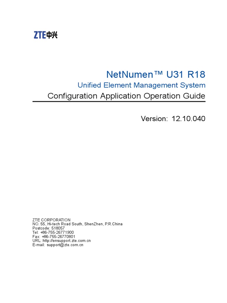 Netnumen U31 r18 Unified Element Management System Configuration ...