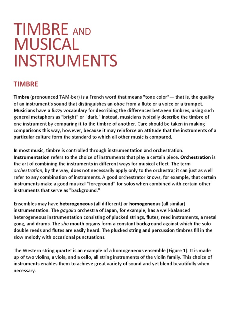 Timbre and Musical Instruments PDF String Instruments Musical