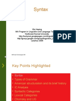 Syntax: Wu Heping MA Program in Linguistics and Language Teaching Northwest Normal University Lanzhou 2006