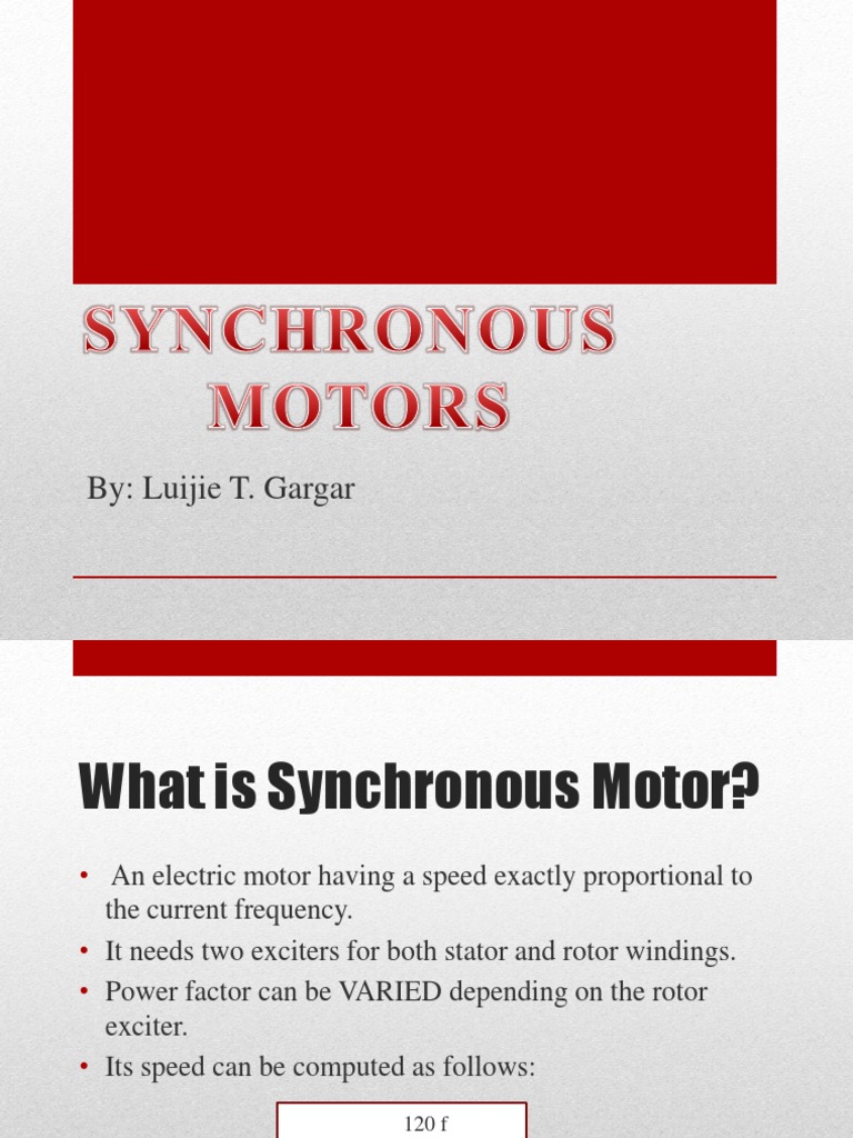 Synchronous Motors Slides Pdf Electric Motor Electric Power