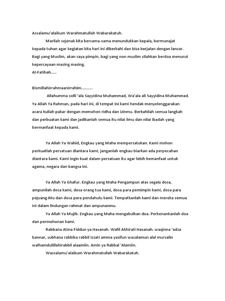 Teks Doa Pembukaan Acara Resmi | PDF | Agama & Spiritualitas