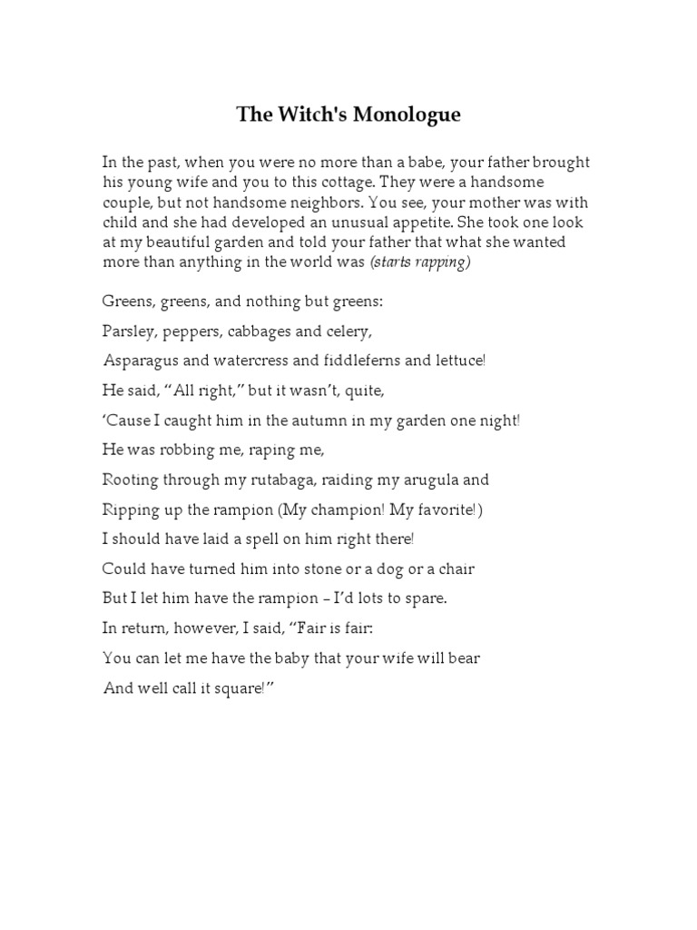 Into The Woods Witch Monologue PDF