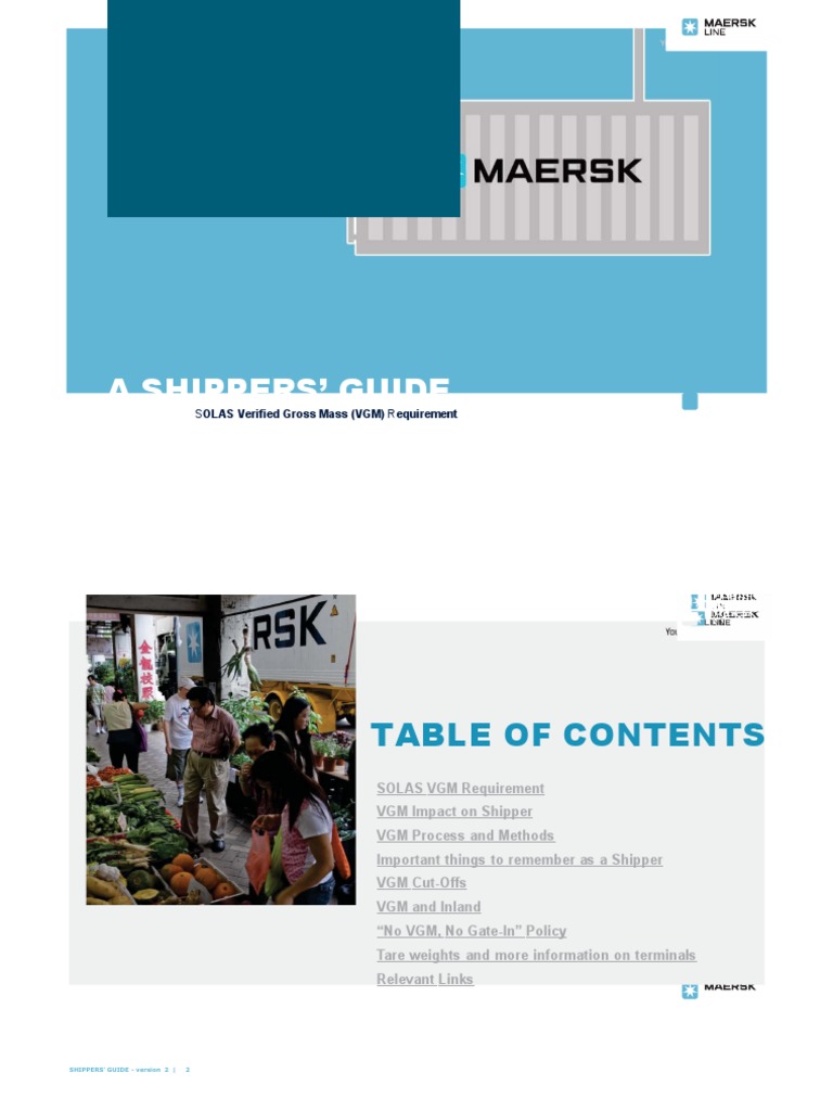 Maersk Shippers Guide To VGM PDF Cargo Bill Of Lading