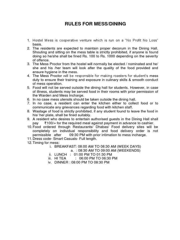 Mess Rule PDF | PDF