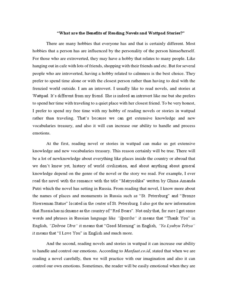 What Are The Benefits of Reading Novels and Wattpad Stories PDF