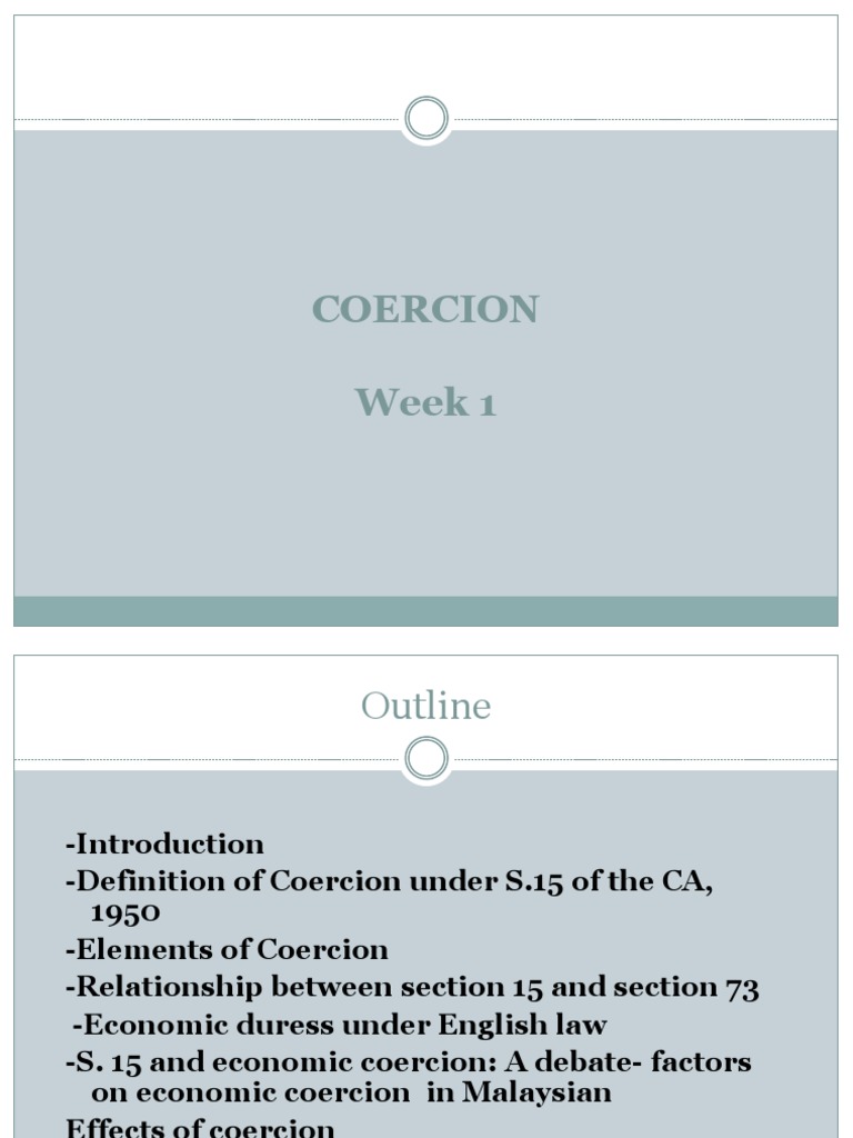 COERCION PDF Coercion Legal Concepts