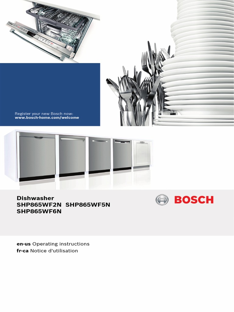 Bosch SHP865WD5N Instruction Manual PDF Dishwasher Kitchen Utensil