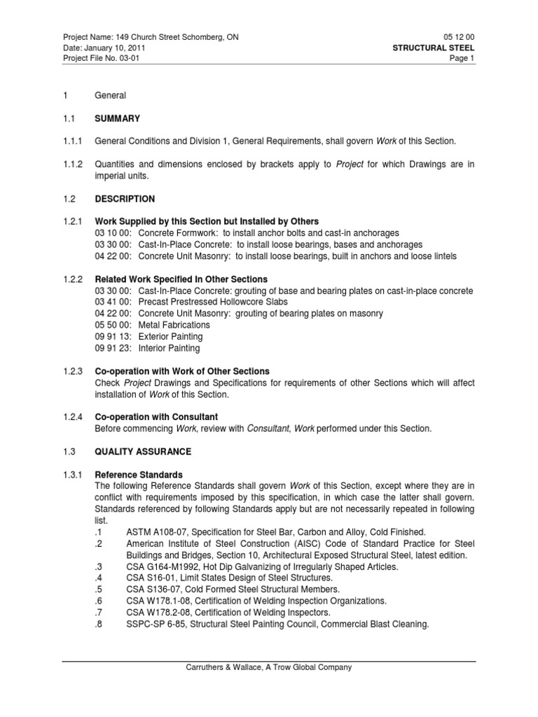 05 12 00 Structural Steel PDF Structural Steel Specification