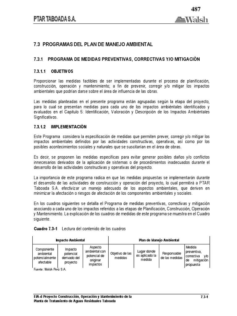 Medidas Ambientales PTAR Taboada | PDF | Entorno natural | Gestión de ...