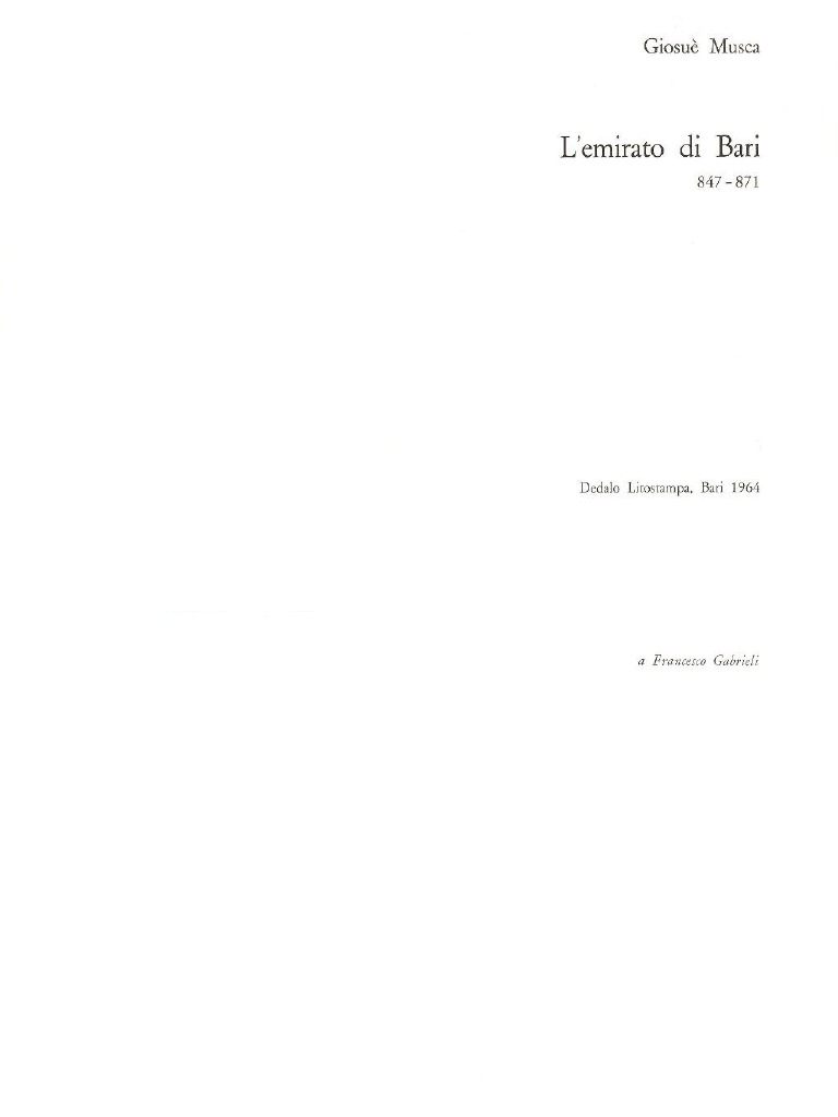 Musca. L'emirato Di Bari PDF