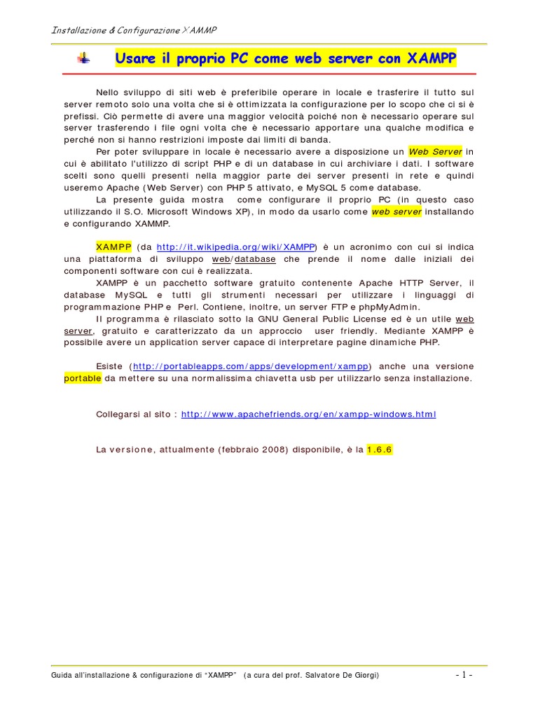 Installazione XAMPP | PDF