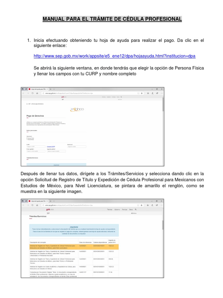 Guía paso a paso para tramitar la Cédula Profesional en México | PDF ...