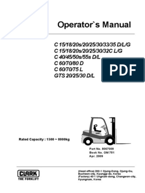 Forklift 2 3t Cm C30d Operation Manual Forklift Truck