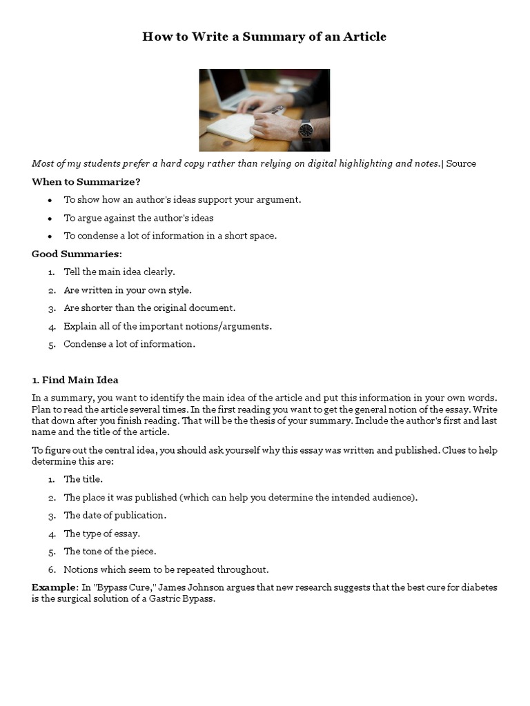 How To Write A Summary of An Article | PDF | Shoe | Essays