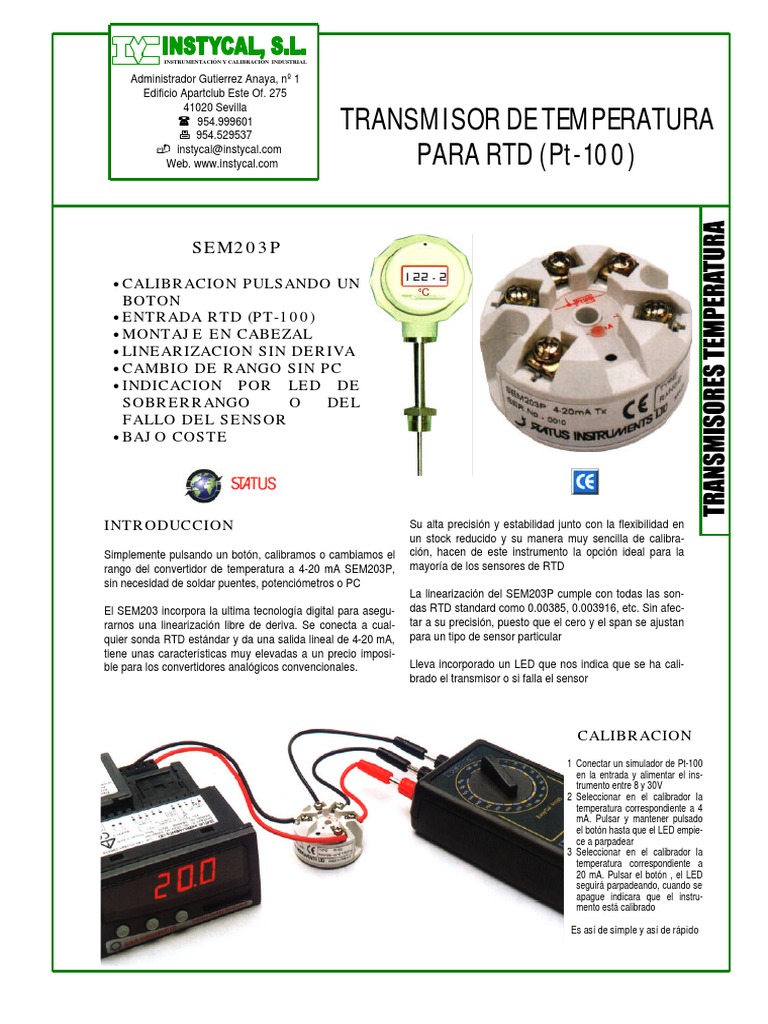 Transmisor SEM203P para RTD Pt-100 | PDF | Diodo emisor de luz ...