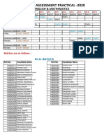 Datesheet For Board Practical Exam English & Maths (Class XII 2019 - 2020)