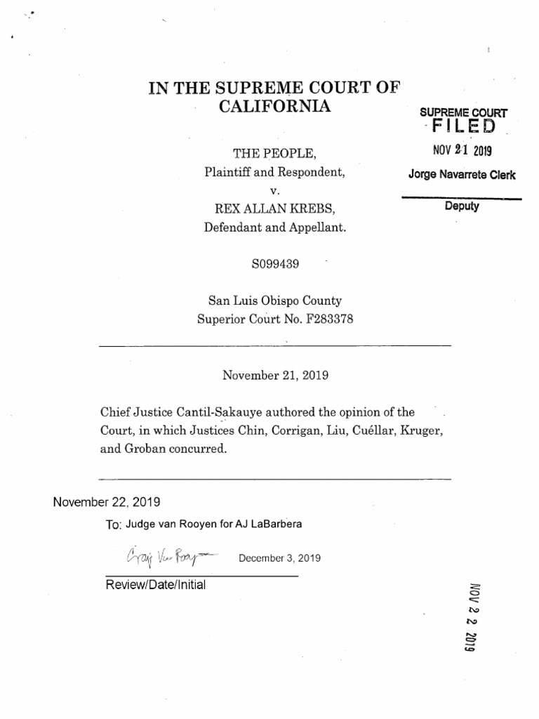 People v. Rex Allan Krebs Supreme Court Opinion PDF Jury Selection