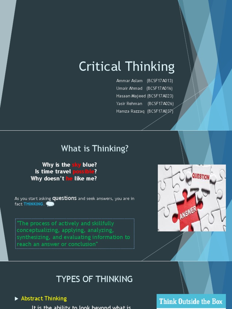 Critical Thinking An InDepth Exploration of Concepts, Skills