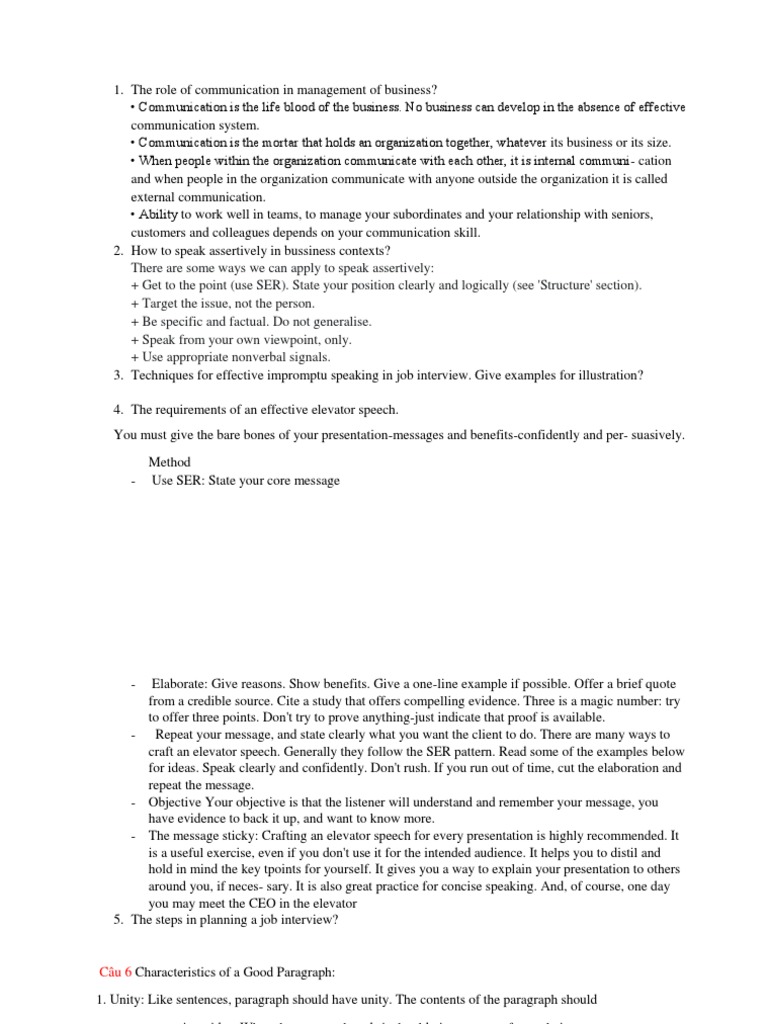 Characteristics of A Good Paragraph PDF Paragraph Communication