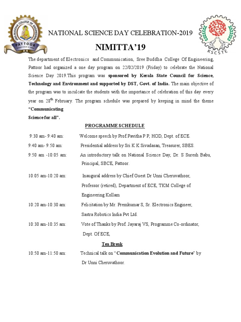 NATIONAL SCIENCE DAY CELEBRATION-report | PDF | Startup Company | Small ...