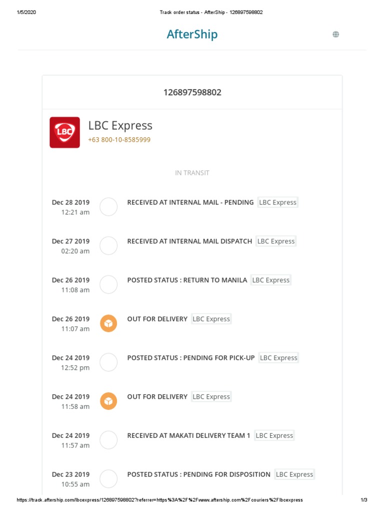 LBC Express Tracking Status Overview | PDF | Companies | Corporate Law