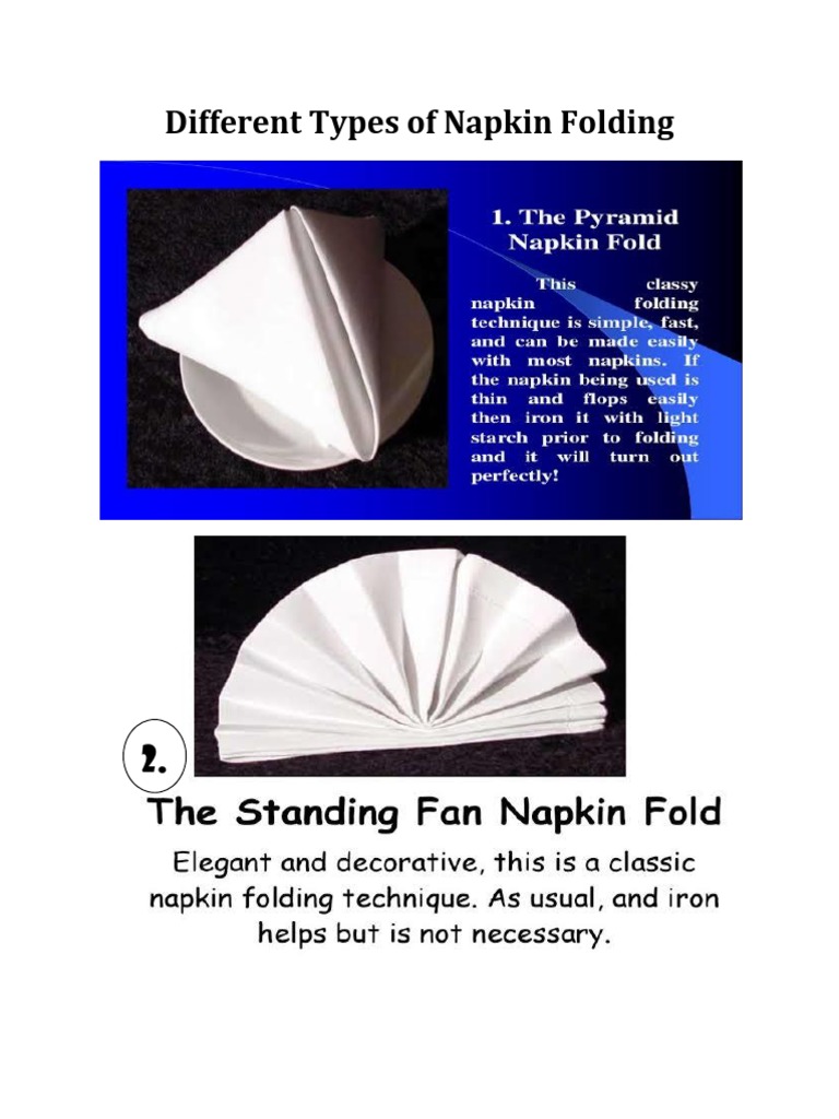 Different Types of Napkin Folding PDF