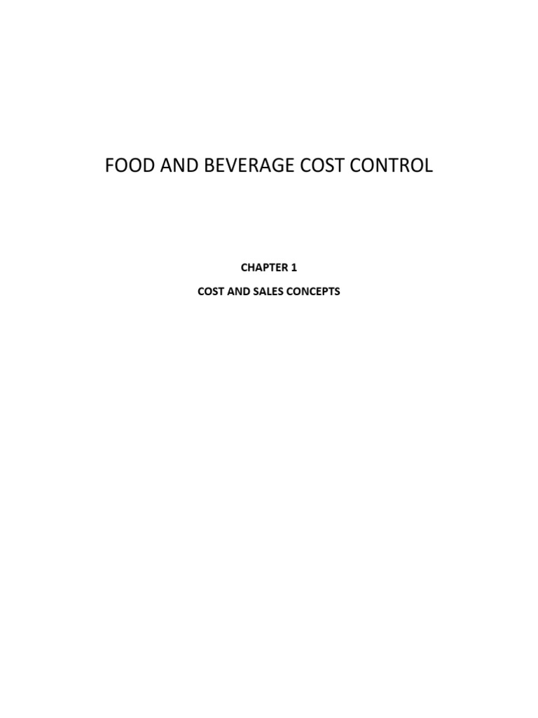 FOOD AND BEVERAGE COST CONTROL BKK PDF Cost Accounting Employment