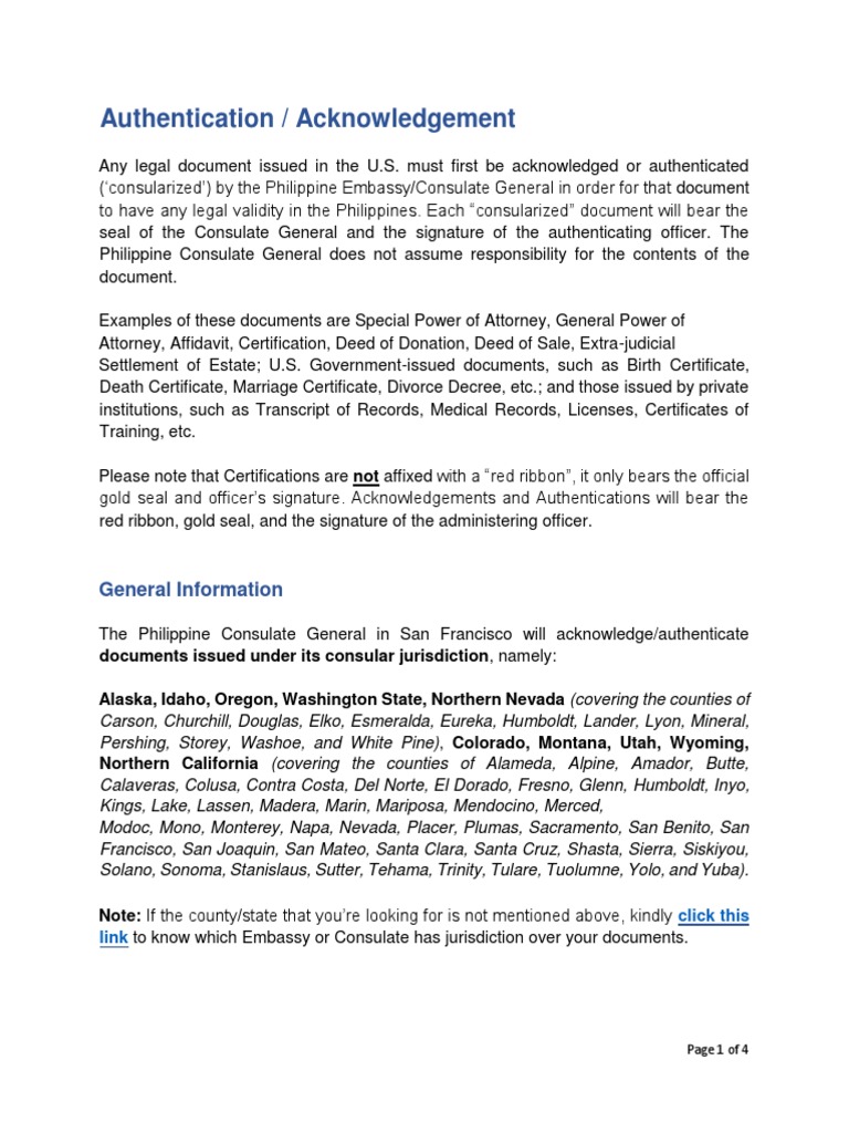 Philippine Consular Document Guide | PDF | Notary Public | United ...