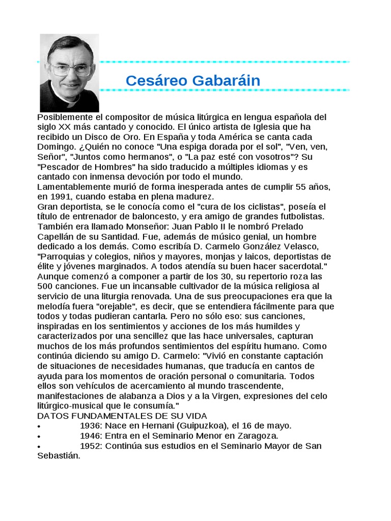 Cancionerocesareo Gabarain Comportamiento Religioso Y Experiencia Religion Y Creencia scribd