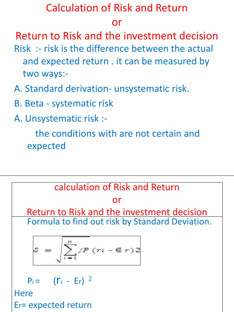 Risk and Return Calculation Methods | PDF | Beta (Finance) | Financial Risk