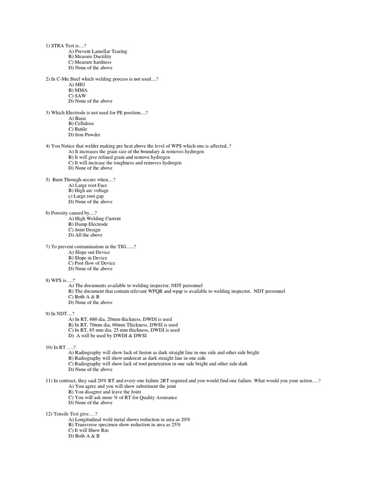 Cswip 3 1qanswers Pdf Welding Construction