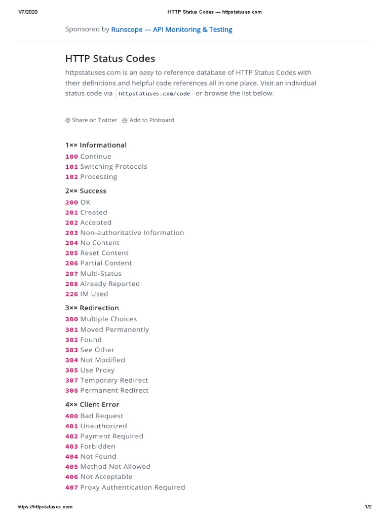 Proxy Error Codes - http Status Codes