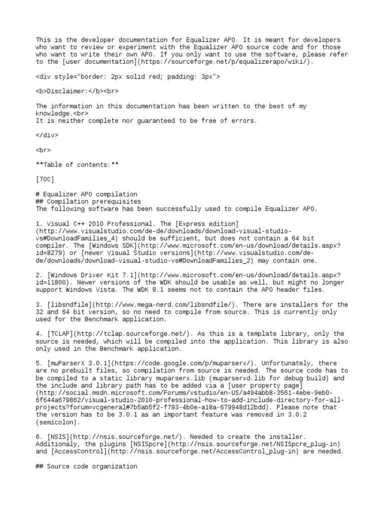 Developer Documentation for Equalizer APO An InDepth Guide to