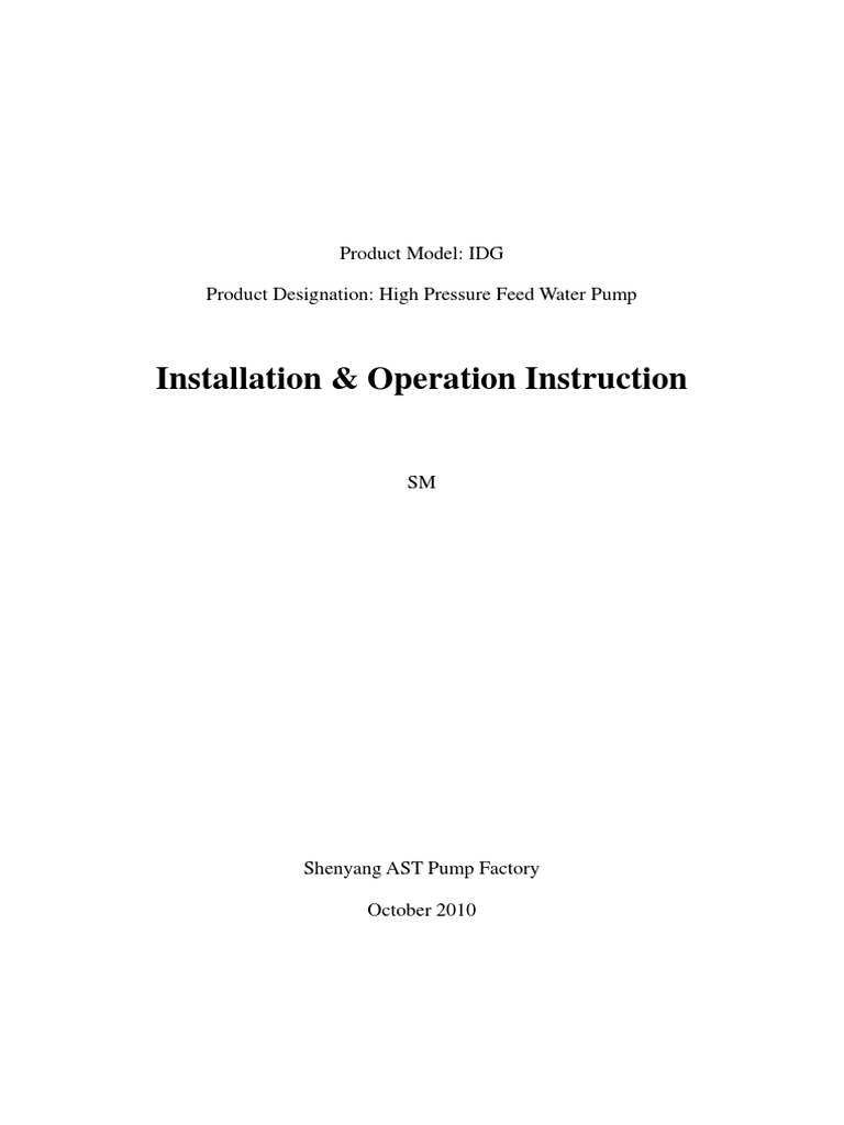 IDG High Pressure Feed Water Pump Manual | PDF | Bearing (Mechanical ...