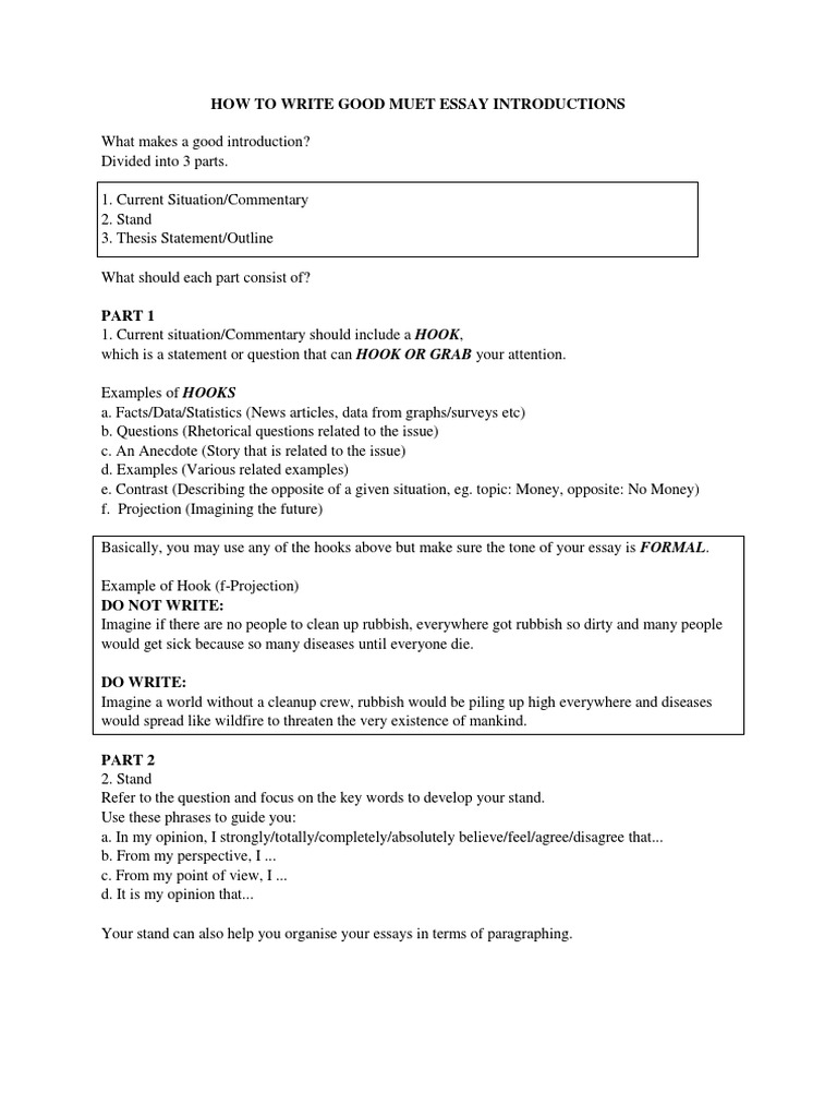 How To Write Good Muet Essay Introductions PDF Essays Epistemology