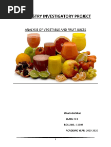 Class 11 Chemistry Investigatory Project - Analysis of Fruit and Vegetable Juices