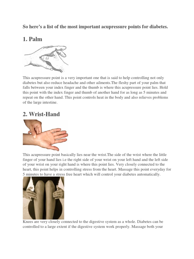 Essential Acupressure Points for Diabetes | PDF | Acupressure | Diabetes